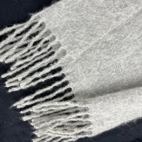 Dolce & Gabbana Cravatte 100% Cashmere Italy Gray Scarf Mens Womens D&G - Picture 3 of 5